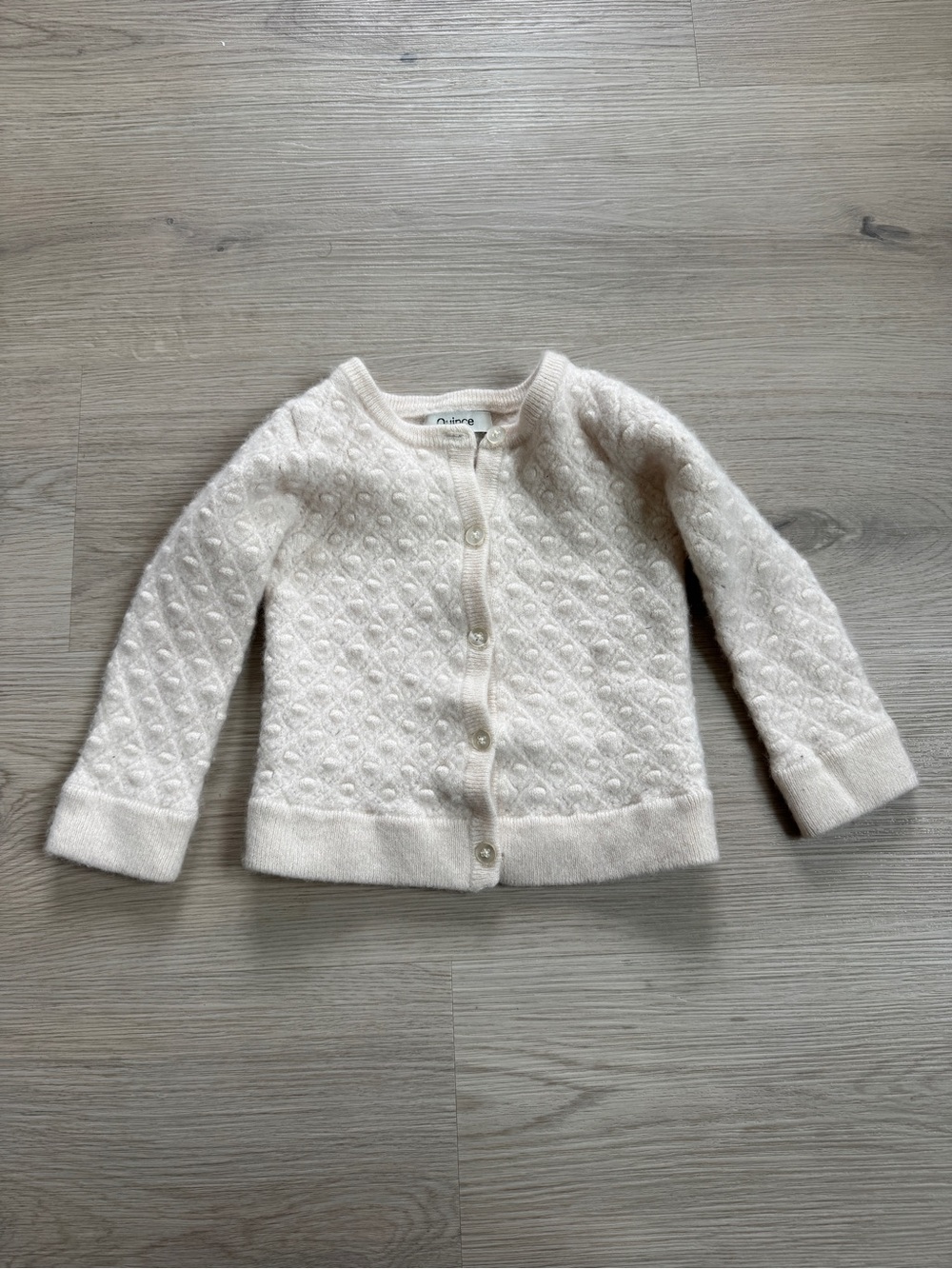 Quince Cashmere Pointelle Cardigan Ivory Toddler Girls fits 12–24M/2T